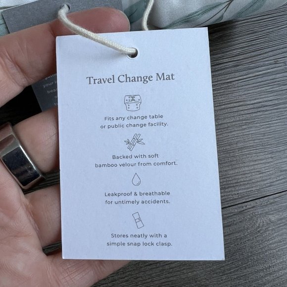 ECONAPS Baby Travel Bamboo Change Mat Grey Folk Print NWT Recycled Material - Picture 4 of 6